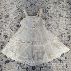 Tahari Toddler Eyelet Lace Dress Ivory 3T Ruffle Tiered Bow Back